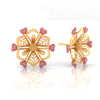 22KT (916) Yellow Gold Stud Earrings With Floral Design And Cut-out Pattern