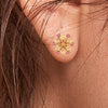 22KT (916) Yellow Gold Stud Earrings With Floral Design And Cut-out Pattern