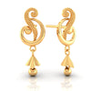 22KT (916) Yellow Gold Dangle Drop Earrings With Swirl Design And Cone-shaped Drop