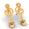 22KT (916) Yellow Gold Dangle Drop Earrings With Swirl Design And Cone-shaped Drop