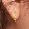 22KT (916) Yellow Gold Dangle Drop Earrings With Swirl Design And Cone-shaped Drop