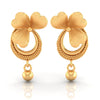 22KT (916) Yellow Gold Drop Earrings With Crescent Design, Flower Accents, And Ball Drop