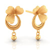 22KT (916) Yellow Gold Drop Earrings With Crescent Design, Flower Accents, And Ball Drop