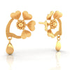 22KT (916) Yellow Gold Heart Shaped Stud Earrings With Drop Charm