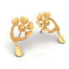 22KT (916) Yellow Gold Heart Shaped Stud Earrings With Drop Charm