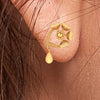 22KT (916) Yellow Gold Heart Shaped Stud Earrings With Drop Charm