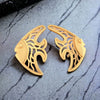 22KT (916) Yellow Gold Fish Stud Earrings With Intricate Cut-out Pattern