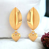 22KT (916) Yellow Gold Leaf Drop Earrings With Dangling Heart Charm