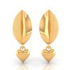 22KT (916) Yellow Gold Leaf Drop Earrings With Dangling Heart Charm