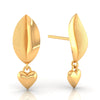 22KT (916) Yellow Gold Leaf Drop Earrings With Dangling Heart Charm