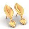 22KT (916) Yellow Gold Leaf Drop Earrings With Dangling Heart Charm