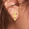 22KT (916) Yellow Gold Leaf Drop Earrings With Dangling Heart Charm