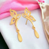 22KT (916) Yellow Gold Butterfly Dangle Drop Earrings With Drop Charm