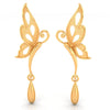 22KT (916) Yellow Gold Butterfly Dangle Drop Earrings With Drop Charm