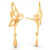 22KT (916) Yellow Gold Butterfly Dangle Drop Earrings With Drop Charm