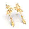 22KT (916) Yellow Gold Butterfly Dangle Drop Earrings With Drop Charm