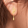 22KT (916) Yellow Gold Butterfly Dangle Drop Earrings With Drop Charm