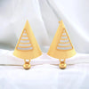 22KT (916) Yellow Gold Triangle Cut-out Drop Earrings With Beaded Details And Dangling Spheres