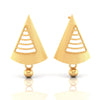 22KT (916) Yellow Gold Triangle Cut-out Drop Earrings With Beaded Details And Dangling Spheres