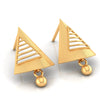 22KT (916) Yellow Gold Triangle Cut-out Drop Earrings With Beaded Details And Dangling Spheres