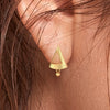 22KT (916) Yellow Gold Triangle Cut-out Drop Earrings With Beaded Details And Dangling Spheres