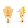 22KT (916) Yellow Gold Leaf Design Drop Earrings With Ball Accent