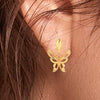 22KT (916) Yellow Gold Butterfly Wing Shaped Stud Earrings