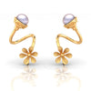 22K Gold Floral Pearl Graceful Traditional Stud Earrings