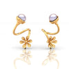 22K Gold Floral Pearl Graceful Traditional Stud Earrings