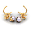 22K Gold Floral Pearl Graceful Traditional Stud Earrings