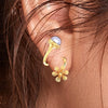 22K Gold Floral Pearl Graceful Traditional Stud Earrings