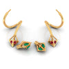 Dazzling 22K Gold Stud Earrings with Colourful Stones