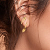 22K Gold Leaf-Shaped Elegant Nature-Inspired Design Drop Earrings for Women
