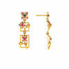 3 Tiered 22K Climber Gold Floral Earrings