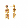 3 Tiered 22K Climber Gold Floral Earrings