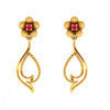 Traditional Curvy Dangler with Floral Motifs 22K Gold Earrings for Women