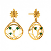 Elegant Green Stone Studded Teardrop Shaped 22K Gold Earrings Online