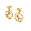 Beautiful 22K Gold Earrings with A Cute Bird and Floral Design