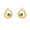 Green Stone Studded Drop Shaped Gold Earring 