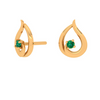 Green Stone Studded Drop Shaped Gold Earring 