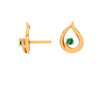 Green Stone Studded Drop Shaped Gold Earring 