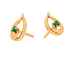 Green Stone Studded Drop Shaped Gold Earring 