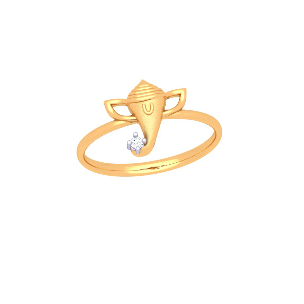 22K Lord Ganesha Gold Ring With white Gem From Goldites Collection