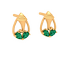 22K Ganesha Gold Earrings Embellished with Green Gem from Goldlite Collection