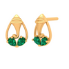 22K Ganesha Gold Earrings Embellished with Green Gem from Goldlite Collection