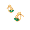 22K Ganesha Gold Earrings Embellished with Green Gem from Goldlite Collection