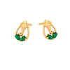 22K Ganesha Gold Earrings Embellished with Green Gem from Goldlite Collection