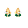 Precious 22K Ganesha Themed Gold Earrings Embellished With Green and White Gemstones