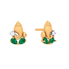 Precious 22K Ganesha Themed Gold Earrings Embellished With Green and White Gemstones