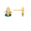 Precious 22K Ganesha Themed Gold Earrings Embellished With Green and White Gemstones